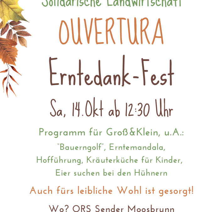 Erntedank-Fest, Sa. 14.10. ab 12:30